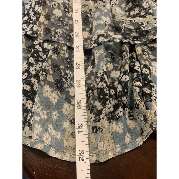 Mimi Chica Size L Floral Patchwork Sheer Smocked Midi Dress Feminine - Picture 7 of 7